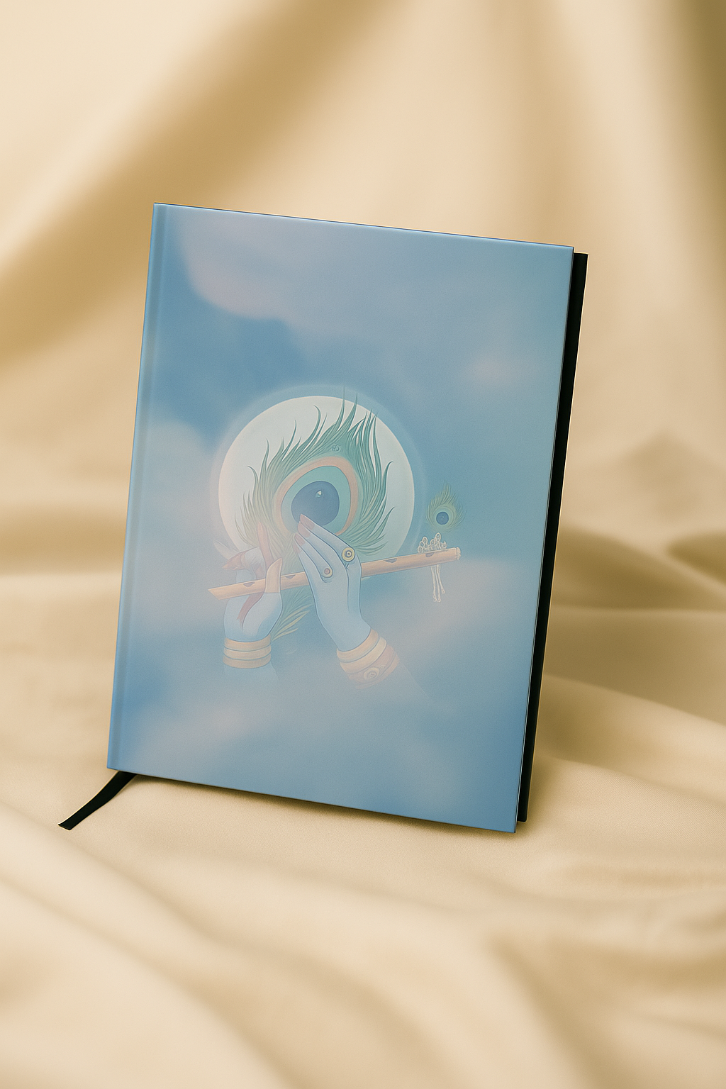 Krishna Hand with Flute & Peacock Feather Notebook – A5 Hardcover/Softcover, 90 GSM Acid-Free Paper
