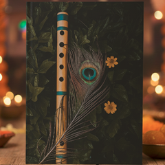 Krishna Flute & Peacock Feather Notebook – A5 Hardcover/Softcover, 90 GSM Acid-Free Paper