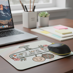 Pastel Drive – Floral Rearview Mouse Pad with Gentle Motivation