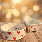 Heartful Pair – Round Bowl & Mini Footed Bowl