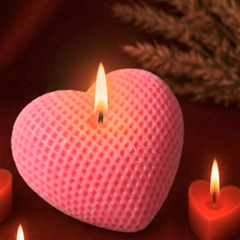 Blush Textured Heart Candle