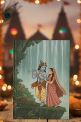 Krishna Radha Waterfall Scene Notebook – A5 Hardcover/Softcover, 90 GSM Acid-Free Paper