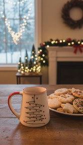 Minimalist Christmas Tree Ceramic Mug | Hand-Painted Holiday Design
