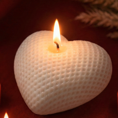 Ivory Textured Heart Candle
