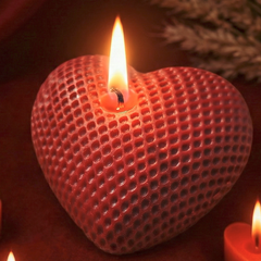 Crimson Textured Heart Candle