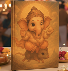 Ganesha Riding Mouse Notebook – A5 Hardcover/Softcover, 100 Pages, 90 GSM Acid-Free