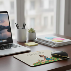 One Step at a Time – Cat & Girl Motivational Mouse Pad for Mindful Living