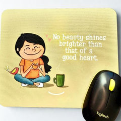 Shine Within – Kindness Quote Mouse Pad with Cute Girl Illustration