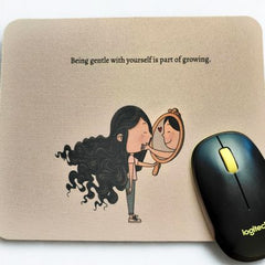 Grow Gently – Minimal Self-Compassion Mouse Pad with Mirror Illustration