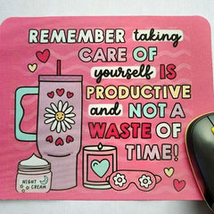 Glow & Flow – Self-Care Quote Mouse Pad for Office & Desk