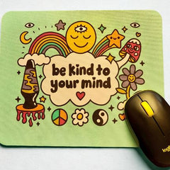 Psyche Bloom – Retro Mental Wellness Mouse Pad with Affirmation