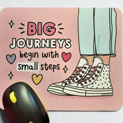 Step by Step – Pink Motivational Mouse Pad for Dreamers & Doers