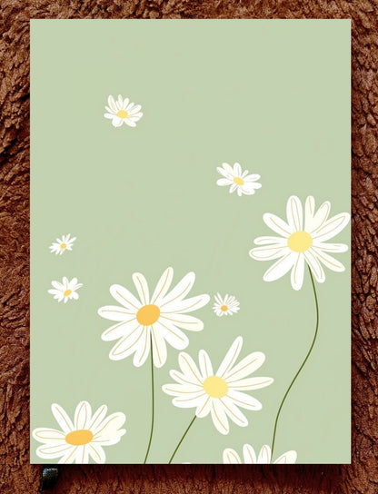 Daisy Whispers – Aesthetic Green Floral Notebook| A5 & A6 Ruled Diary Collection