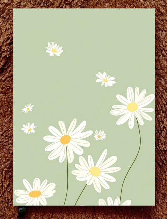 Daisy Whispers – Aesthetic Green Floral Notebook| A5 & A6 Ruled Diary Collection