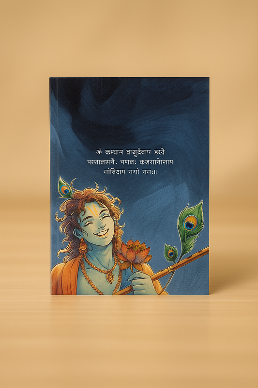 Krishna Smiling with Lotus & Peacock Feather Notebook – A5 Hardcover/Softcover, 90 GSM Acid-Free Paper