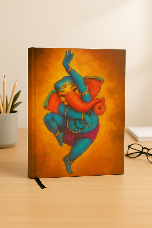 Energetic Dancing Ganesha Notebook – A5 Hardcover/Softcover, 100 Pages, 90 GSM Acid-Free