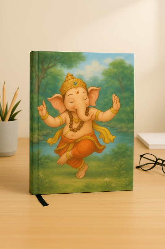 Dancing Ganesha Notebook – A5 Hardcover/Softcover, 100 Pages, 90 GSM Acid-Free Paper