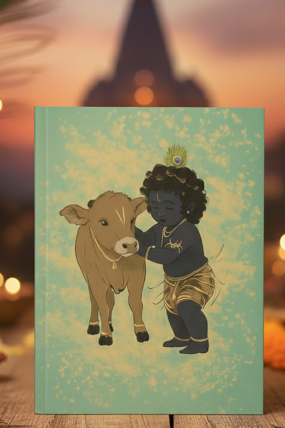 Baby Krishna with Calf Notebook – A5 Hardcover/Softcover, 90 GSM Acid-Free Paper