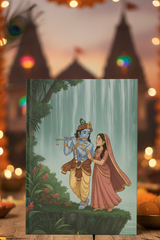 Krishna Radha Waterfall Scene Notebook – A5 Hardcover/Softcover, 90 GSM Acid-Free Paper