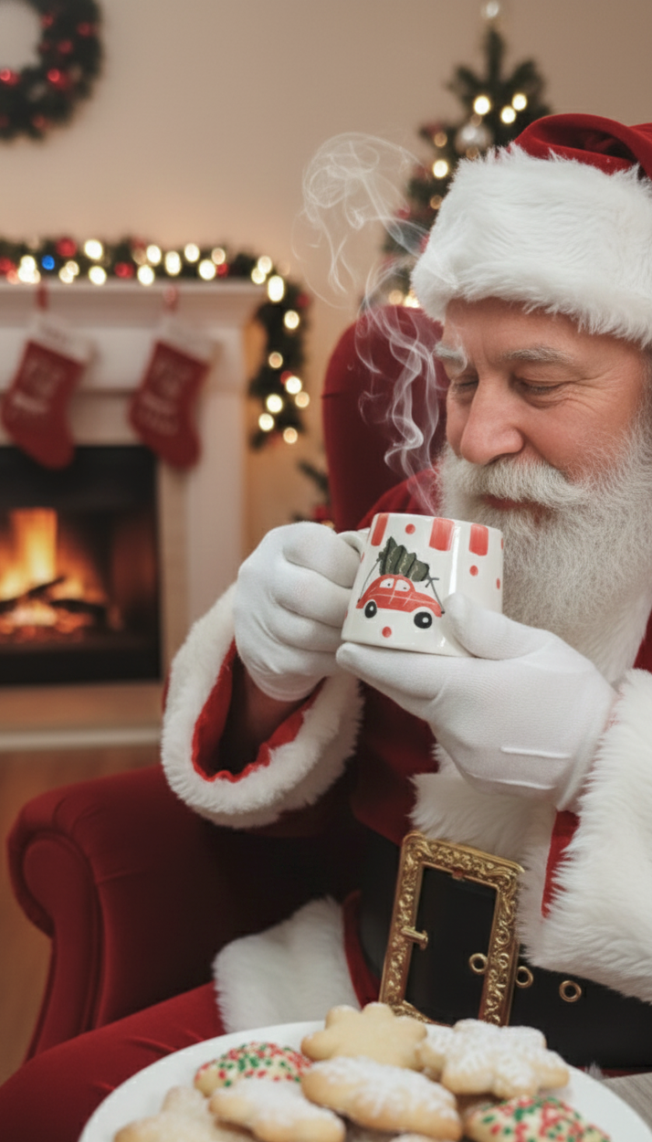 Christmas Car & Tree Hand-Painted Ceramic Mug