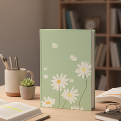 Daisy Whispers – Aesthetic Green Floral Notebook| A5 & A6 Diary Collection