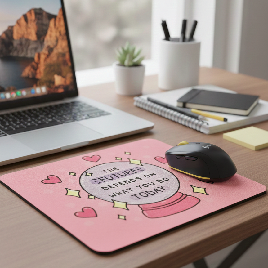 Manifest Today – Pink Crystal Ball Mouse Pad for Future-Focused Creators