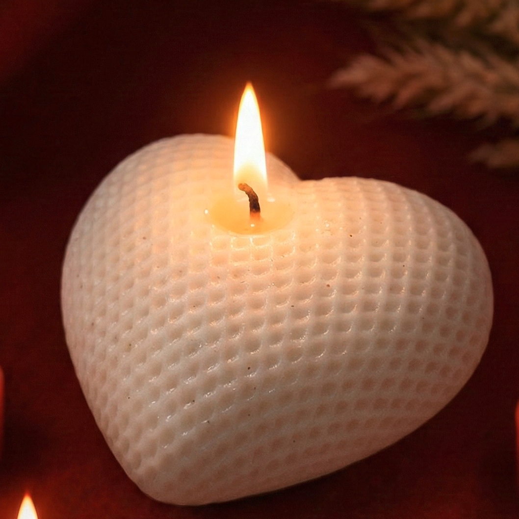 Ivory Textured Heart Candle