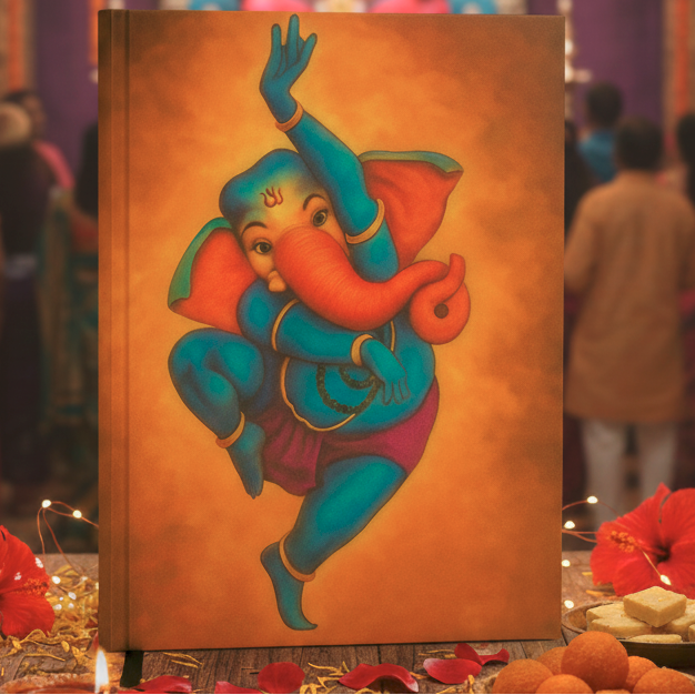 Energetic Dancing Ganesha Notebook – A5 Hardcover/Softcover, 100 Pages, 90 GSM Acid-Free