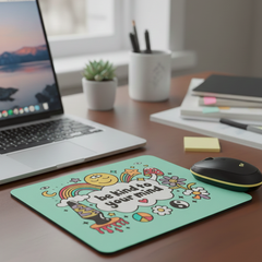 Psyche Bloom – Retro Mental Wellness Mouse Pad with Affirmation