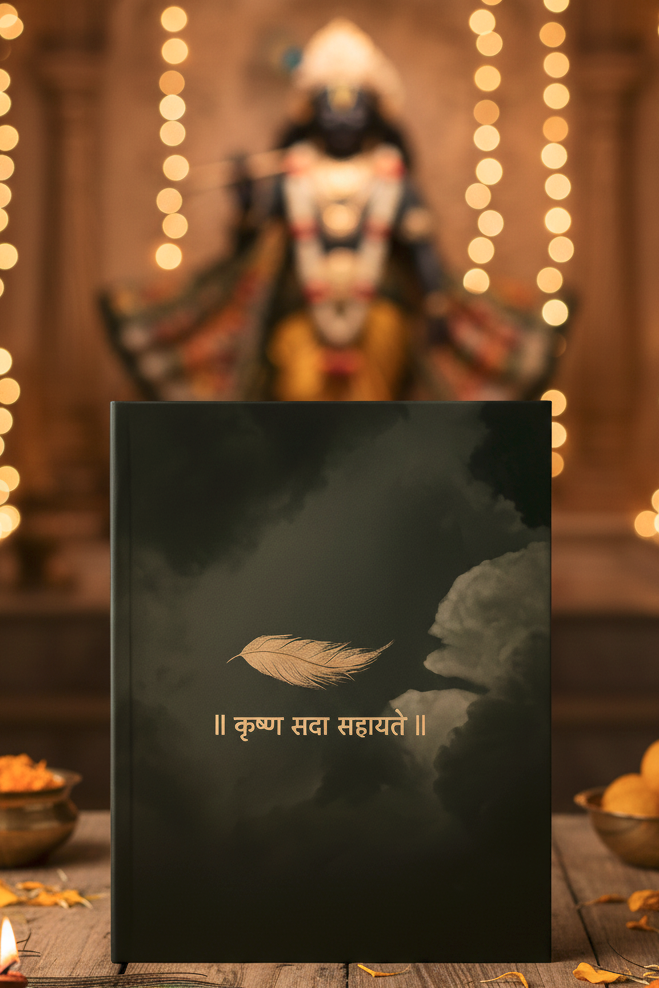 Krishna Sada Sahayate Sanskrit Quote Notebook – A5 Hardcover/Softcover, 90 GSM Acid-Free Paper