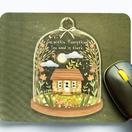 Inner Bloom – Cottagecore Mouse Pad with Mindfulness Quote